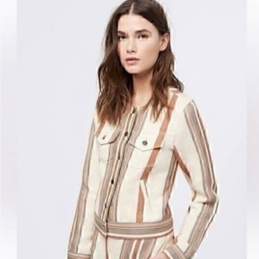 Rebecca Minkoff Charlie Striped Cotton Linen Jacket Size Small